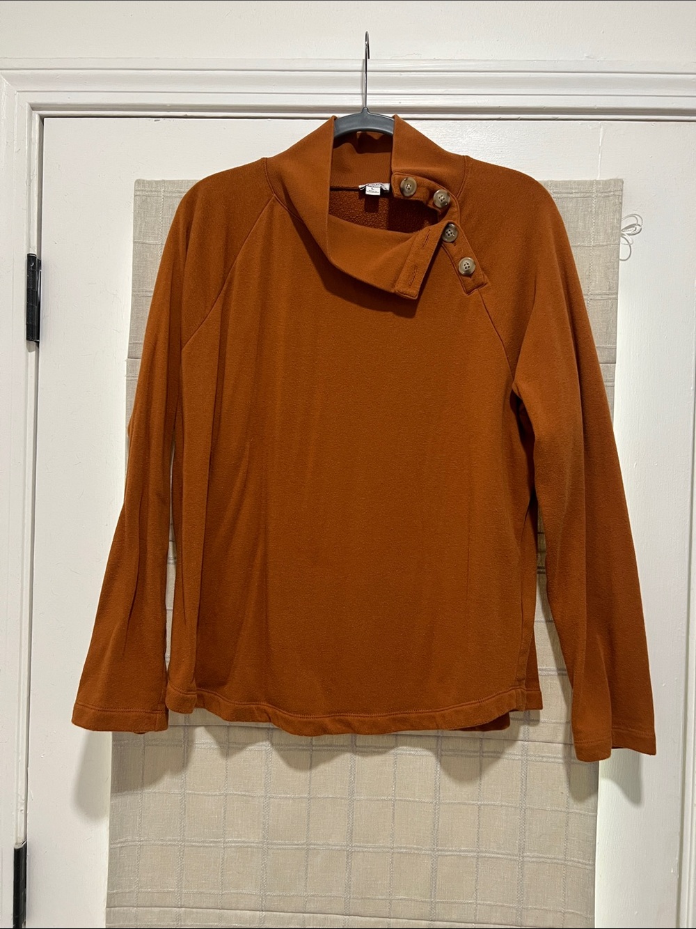 J. Crew Rust Button-Shoulder Light Pullover Top